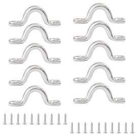 SHUYUNGE 10Pcs 316 Stainless Steel Eye Straps Ceiling Wall Mount Outdoor Hanging Hardware U Hook with Screws Tie Down Tie Down Anchor Point Kayak Deck Loops (M5)