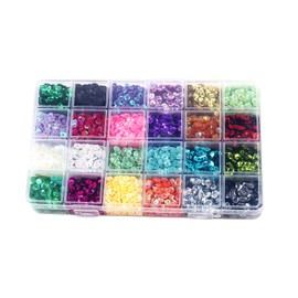 ATBUSS 200 g Large Sequins, 5 mm Round Embroidered Sequins, PVC Sequins with Holes, Suitable for DIY Crafts, Clothing, Jewellery (24 Colours)