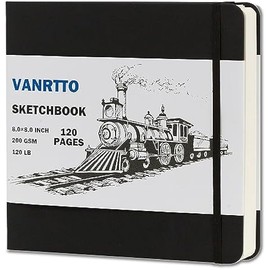 Hardcover Sketch Book, Square Sketchbook with 120LB/200GSM Thick Drawing Paper, 120 Pages/60 Sheets Sketch Pad for Adults and Kids, Large Mixed Media Sketchbook on 8x8 Inch