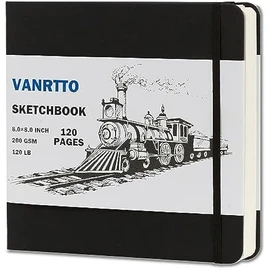 Hardcover Sketch Book, Square Sketchbook with 120LB/200GSM Thick Drawing Paper, 120 Pages/60 Sheets Sketch Pad for Adults and Kids, Large Mixed Media Sketchbook on 8x8 Inch