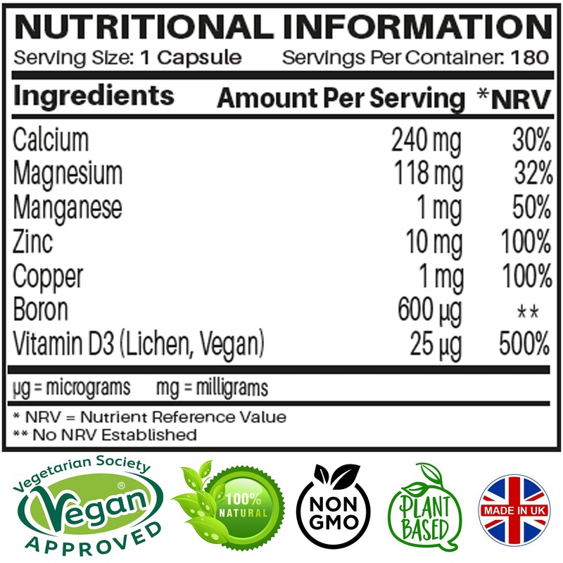 Magnesium Calcium Zinc & Vitamin D3 Vegan Supplement, Advanced Immunity