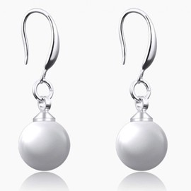 TseenYi Pearl Dangle Earrings Silver Pearl Drop Earrings Vintage Dangle Hoops Earrings Bridal Jewelry for Women and Girls