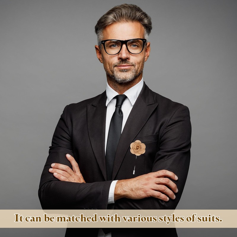 uxcell 4Pcs Rose Lapel Pin for Men, Satin Flower Lapel