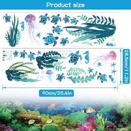 Blmhtwo 2 Pieces Under The Sea Wall Stickers, Wall Stickers for Bedrooms Wall Sticker Sea Grass Sea Turtle Seahorse Starfish Wall Stickers for Bathroom Living Room Bedroom