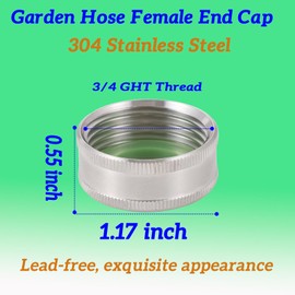 SNUTUYA 3/4 Garden Hose Caps And Plugs，Lead-Free，304 Stainless Steel Hose Bibb cap ，3/4" Garden Hose End Cap，Female Hose Cap ，2 Pcs…