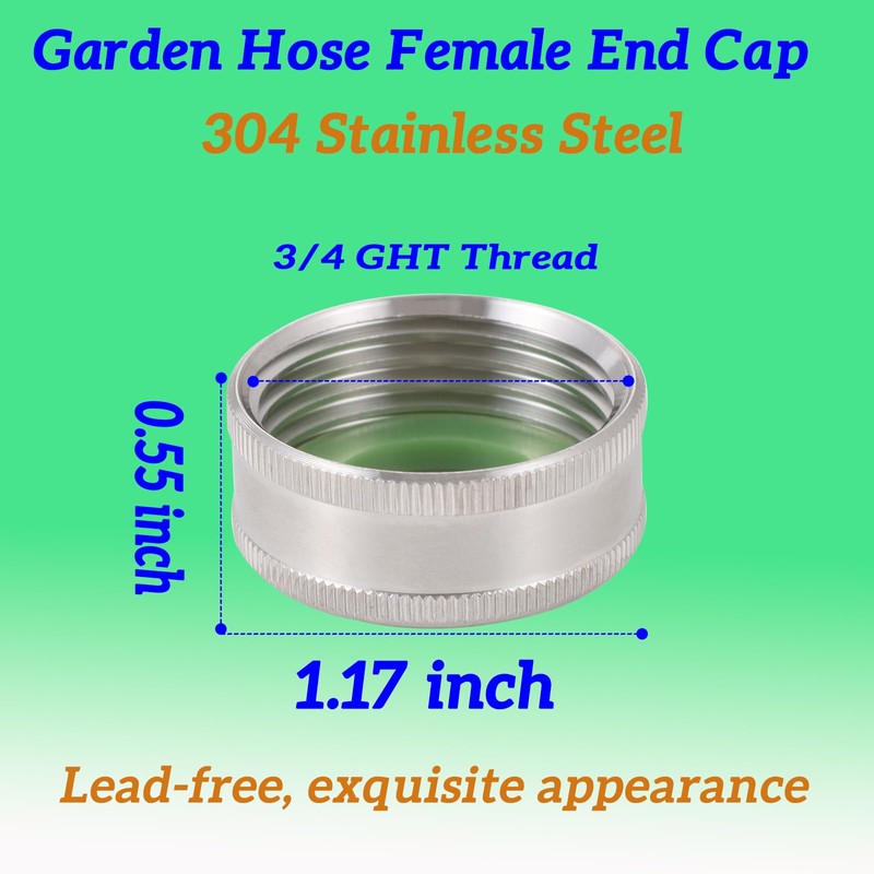SNUTUYA 3/4 Garden Hose Caps And Plugs，Lead-Free，304 Stainless Steel Hose