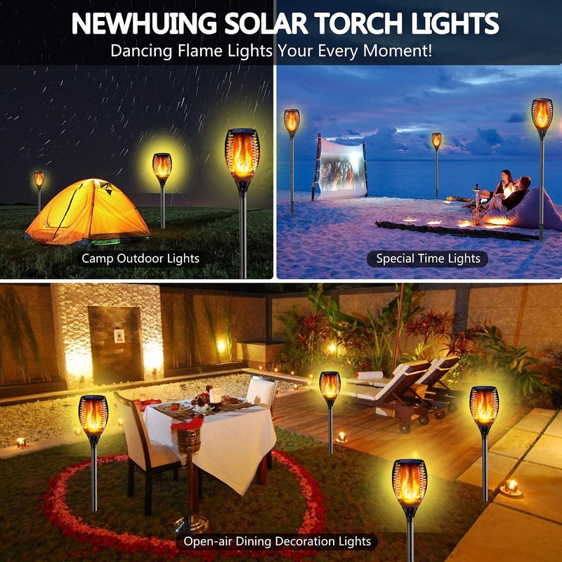 4PCs Solar Torch Lights Outdoor, 43 inch 96 LED, Waterproof