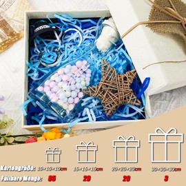 300 g Filling Material Gift, Wood Wool Filling Material for Decorating Gift Baskets, Multiple Colour Options and More Rich Combinations, Multicoloured Packaging Material Filling Material (Blue)