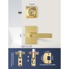 EHOMEWARE Gold Entry Door Handle with Single Cylinder Deadbolt, Brass