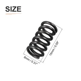 DTGN 1.2x8x15mm(DxODxL) Compression Spring - 10Pack - Good for Machinery - Spring Steel Extension Spring - Black