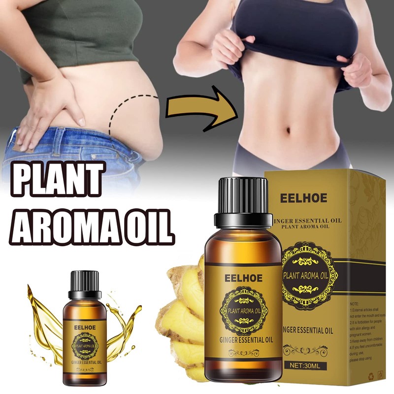 2Pcs Belly Drainage Ginger Oil, Lymphatic Drainage Massage Ginger Essential