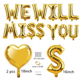 DUXUANT “We Will Miss You” Balloons Banner Set - Gold Farewell Party Decorations Supplies Going Away Party Retirement Party Office Work Party Graduation Decoration
