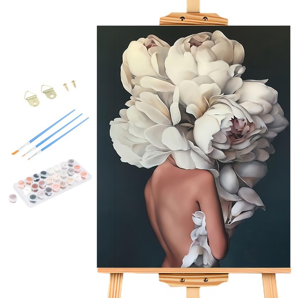 Shengxi Paint by Numbers, Girl and Flowers Oil Painting Kit