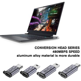 BWESOO Black Micro USB/Lighting to USB C Extender, Aluminum Alloy Mini Type C USB Adapter USB 3.0 USB-C OTG Data Transfer Converter for Camera Phone Tablet Notebook Disk Cell Phone OTG Adapters