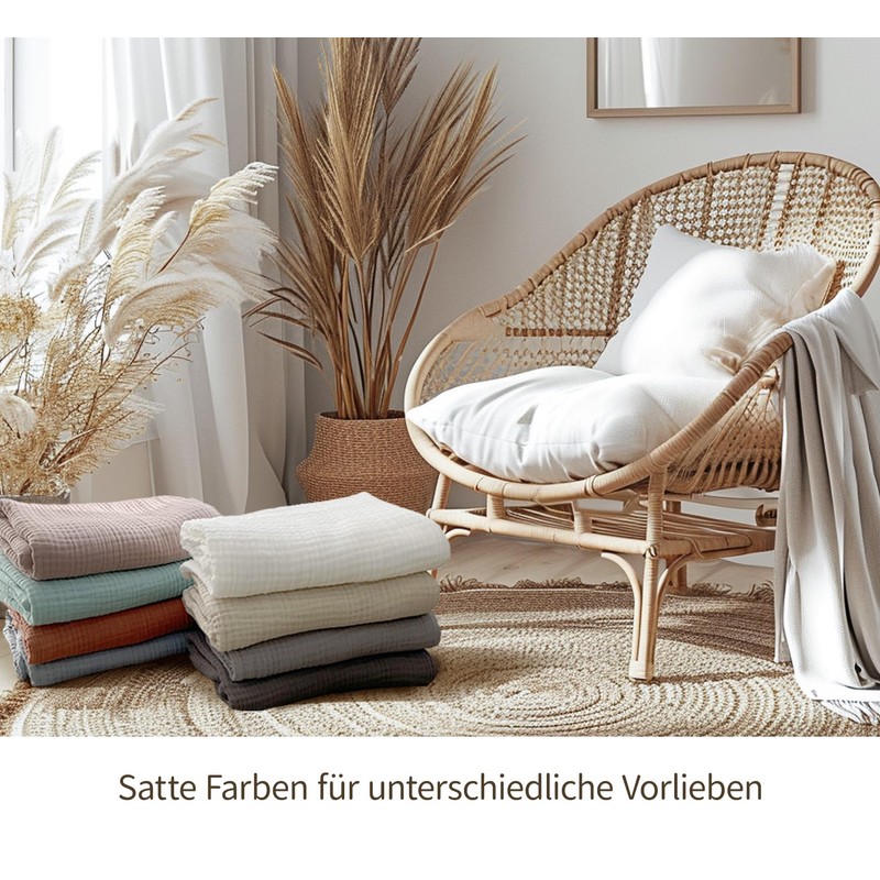 DerF HOME Muslin Blanket White 150 x 200 cm -