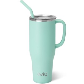 Swig Life 40oz Mega Mug, 40oz Tumbler with Handle and Straw, Extra Large Insulated Tumblers, Cup Holder Friendly Travel Mug (Sea Glass)