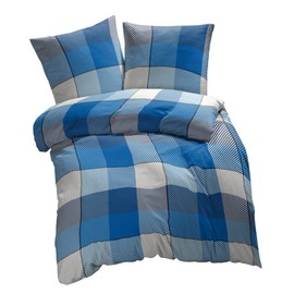 etérea Microfibre Bed Linen 155 x 220 cm + 80 x 80 cm - All-Season Bed Linen Duvet Cover Lola Flowers Bedding Set with Pillow 155 x 200 cm + 80 x 80 cm - Blue