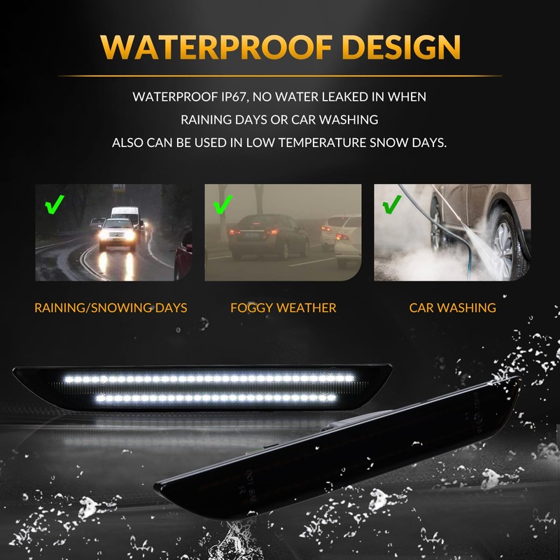 DERMOKA LED Side Marker Lights Rear White Bumper Marker Lamp