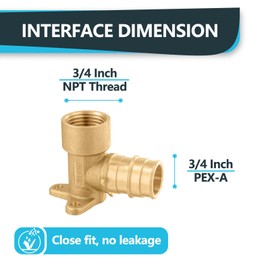 (5-Pack) Seelink PEX-A Expansion Fittings, PEX-A 3/4" x 3/4" Female NPT Drop Ear Elbow, Brass Expansion Pipe Fittings, for PEX Tubing Pipe Hose Fittings, ASTM F1960