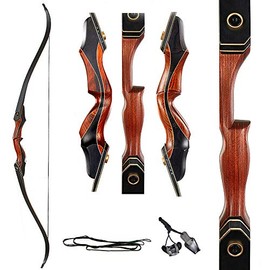 TOPARCHERY Archery 60" Takedown Hunting Recurve Bow for Adults Practice Competition Longbow with Stringer Tool Right Hand Black (45)