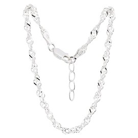 7K Women's 925 Silver Bracelet, Bracelet, Singapore Chain, Women's Jewellery, Fashion Jewellery Gifts for Girlfriend, Women, Girls and Men, 18 + 1.5 cm, 3 mm, Sterling Silver, Without Stone