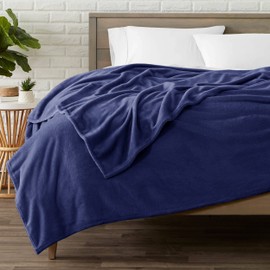 Haffa Fleece Blanket and Throws 400 GSM Fluffy Sofa Throw Blanket - Extra Soft Cozy Blankets for Bed Versatile Warm Throws for Sofas and Couch Throw/Single, Navy, 130x150cm