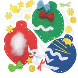 Baker Ross FC151 Christmas Bauble Sewing Kits - Pack of 3, Sewing Set for Children, Creative Activities for Kids, Ideal Christmas Arts and Crafts Project