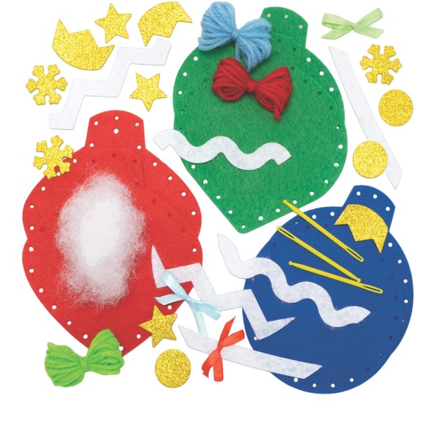 Baker Ross FC151 Christmas Bauble Sewing Kits - Pack of