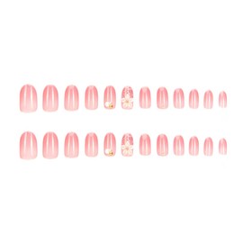 24 Pieces Adult Cute Accessory Nail Nail with Soft and Dull Pink and Matte Finish Contrast
