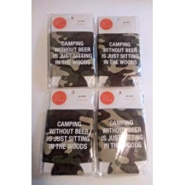 About Face Design Camo Neoprene 12oz Can Koozie ....Camping Without Beer .... 4pc set