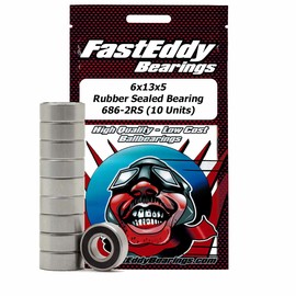FastEddy Bearings 6x13x5 Rubber Sealed Bearing 686-2RS (10 Units)