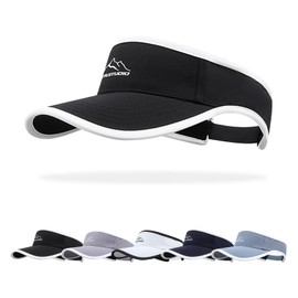 Peicees Wide Brim Visor for Women Men Sports Visor UV UPF50+ Sun Protection Hat Sun Cap for Summer Golf Tennis Running Black
