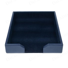 Dacasso Navy Blue Bonded Leather Luxury Letter Tray Holder & Paper Organizer for Desk - Executive Desk Decor & Office Organization Essential