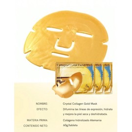 5 Mascarillas Faciales Oro Gold 24k Doradas Con Colageno, Antiarrugas Revitalizante Antiedad Para Hidratar, Nutrir Y Cuidar La Piel, Rejuvenecedoras