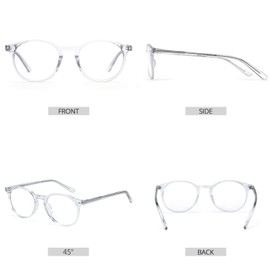 Zenottic Vintage Round Glasses Frame, Non-Prescription Nerd Glasses, Retro Glasses with Clear Lens for Men and Women - transparent, size: l