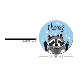 WIRESTER 3.5 inch Dishwasher Clean Dirty Flip Sign Double-Sided Decoration for Kitchen Dishwasher Washing Machine, Raccoon