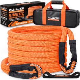 ALL-TOP Kinetic Recovery Rope, 48000Lbs, 1in x 30ft, Heavy Duty 30+% Elasticity, 16000Lbs Work Load Limit for 4x4 Offroad Vehicle