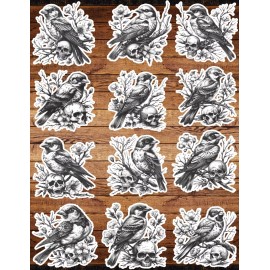 Unbranded Tatto Style Bird Skull Die Cut Stickers  Set Scrapbooking Laptop Waterbottle