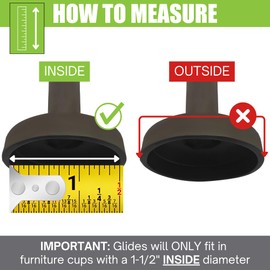 1-1/2" Wrought Iron Patio Furniture Feet Caps - Round Plastic Outdoor Metal Table and Chair Floor Protector Glide Replacement Parts (24 Pack)