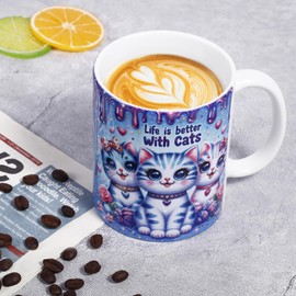 TangDouJM Gifts for Women, Cat Cups, Cute Ceramic Coffee Lovers, Birthday Gifts, Christmas, Valentine's Day, Mother's Day