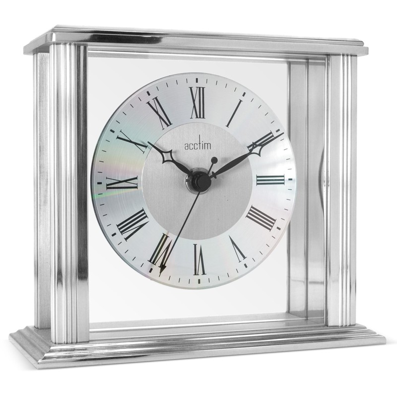Acctim Acctim Mantel Clock, Metal, Silver, 13.7 x 15.5 x