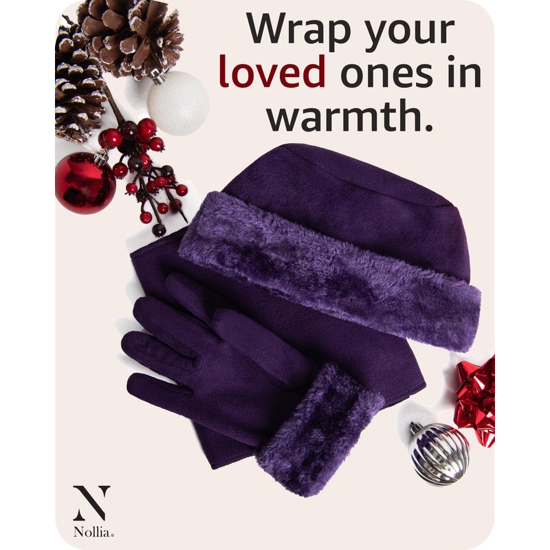 3 Pieces Set Matching Hat, Gloves and Scarf for Woman.