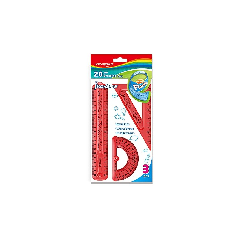 KEYROAD Geometry Set Flexible/Flex-Draw with Graphic/Maths Set 3 Pieces: 1