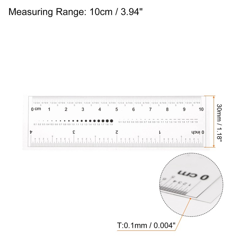 sourcing map Film Flexible Ruler 4 Inch 0.1mm Scale PET