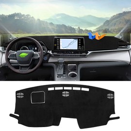 Autorder Dashboard Cover Mat for Toyota Sienna 2021-2024 2025 2026 Accessories Dash Cover Flannel Dash Mat Sunshade Glare UV Rays Protector