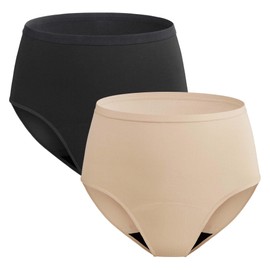 REELINDRY Womens Incontinence Underwear Washable, 2 oz Absorbency Leakproof Panties for Female Urinary Leakage 2 Pack (Black-Beige, M)