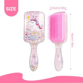 NHQZ Kinder Haarbürste Einhorn bunt,Haarbürste Mädchen,Bürste ohne Ziepen Pink Unicorn,Locken Bürste Haare,Beseitigt Knoten und Reduziert Haarbruch,Entwirrbürste Lange Haare