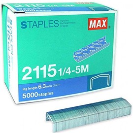 Max Staples 2115 1/4-5M. Box of 5000 Staples