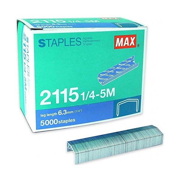 Max Staples 2115 1/4-5M. Box of 5000 Staples
