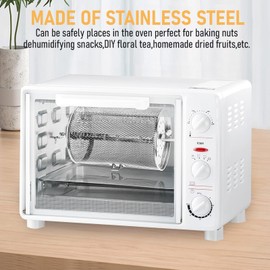 Tower Air Fryer Basket, Stainless Steel Rolling Grill Cage 360° Rotating Frying Basket Grill Roaster Drum Grilled Cage for BBQ, Peanut, Coffee Bean, Nuts, Walnut,18 * 12CM